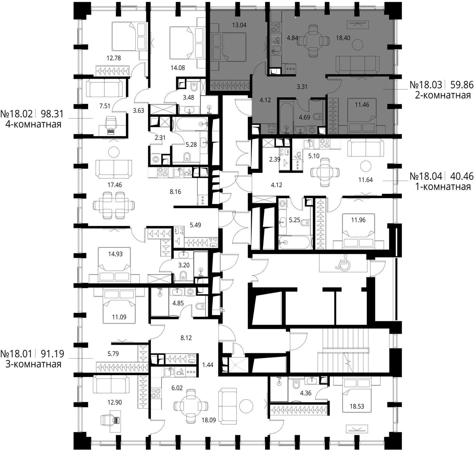 2-комнатная квартира, 59,9 м² — фото 2