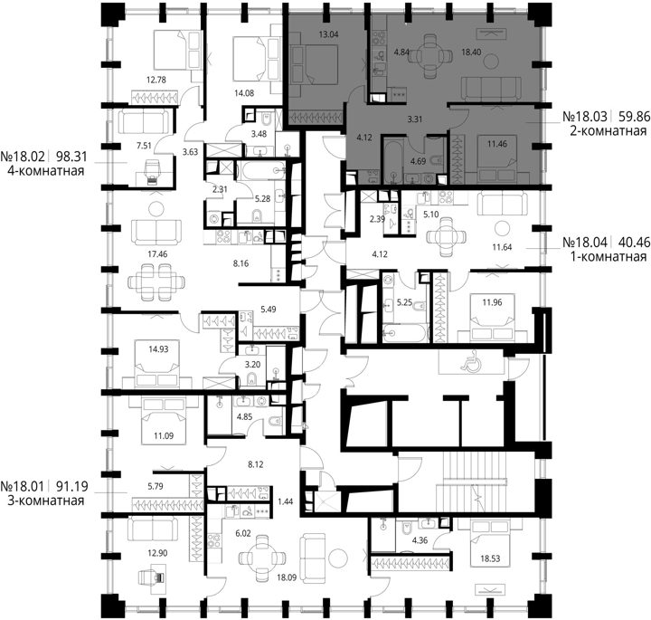 2-комнатная квартира, 59,9 м² — фото 2