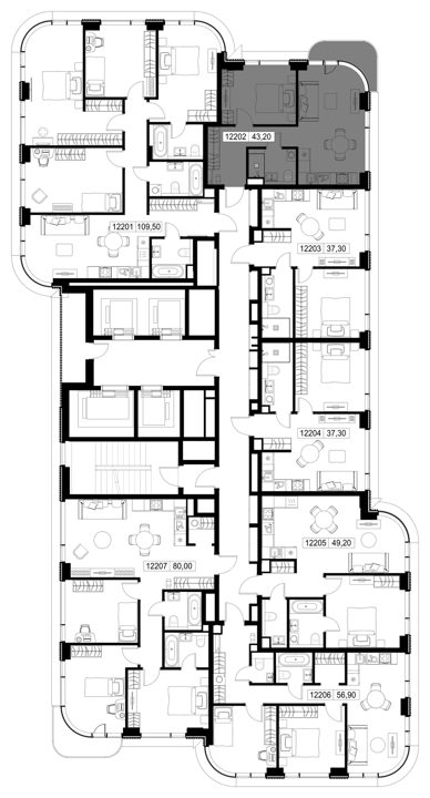1-комнатная квартира, 43,2 м² — фото 2