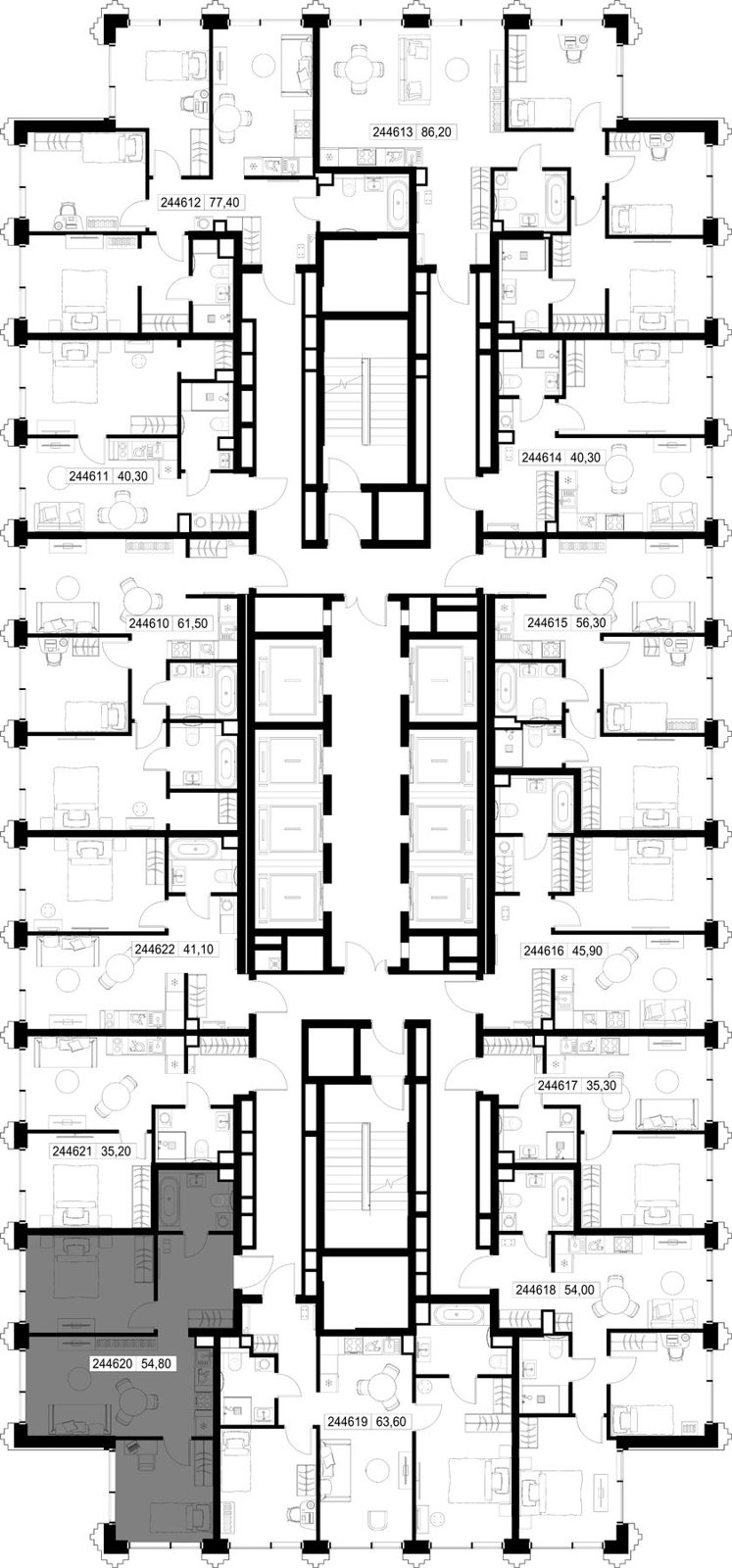 2-комнатная квартира, 54,8 м² — фото 2