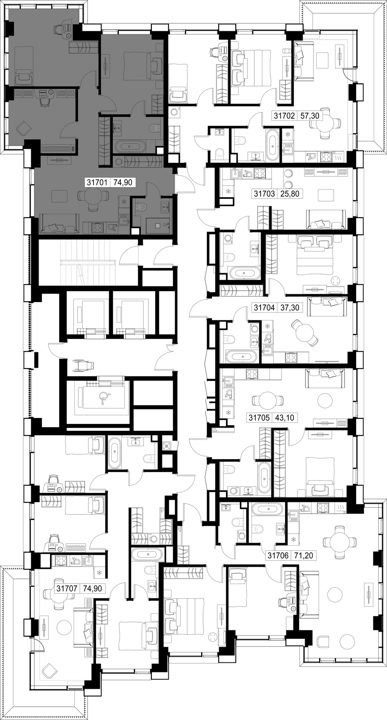 3-комнатная квартира, 74,9 м² — фото 2