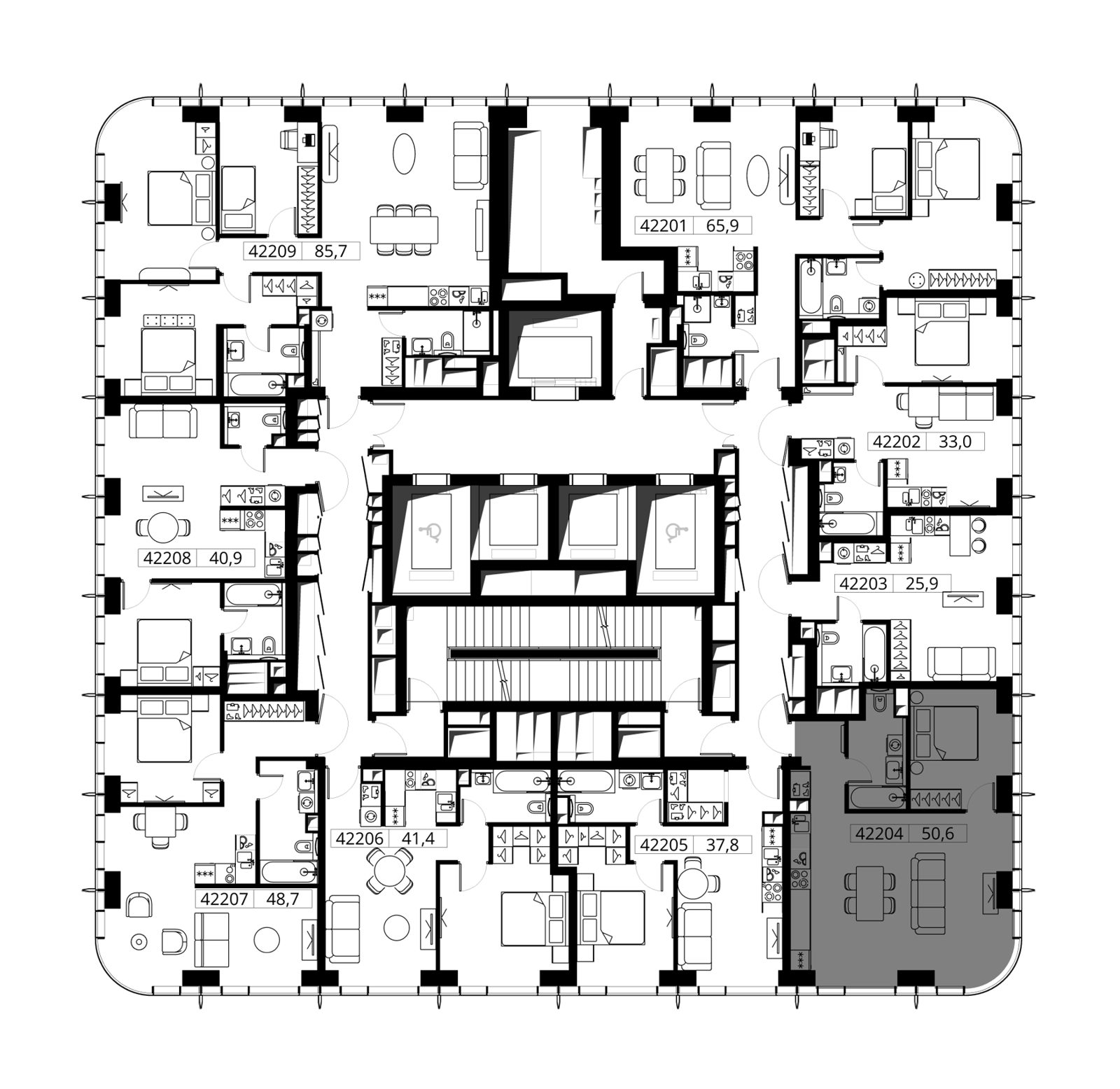 1-комнатная квартира, 50,6 м² — фото 2