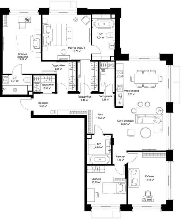 4-комнатная квартира, 140 м² — фото 1