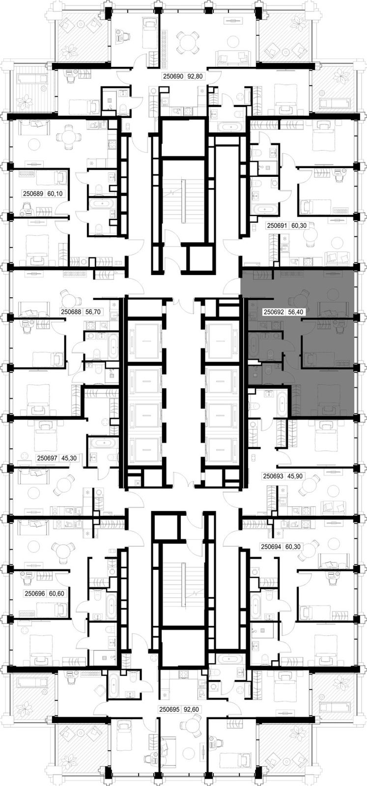 2-комнатная квартира, 56,4 м² — фото 2