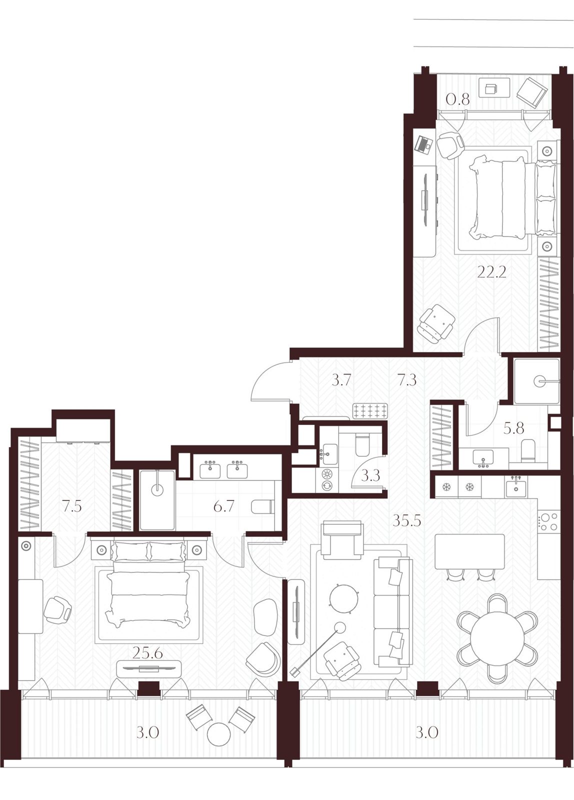 2-комнатная квартира, 124,4 м²