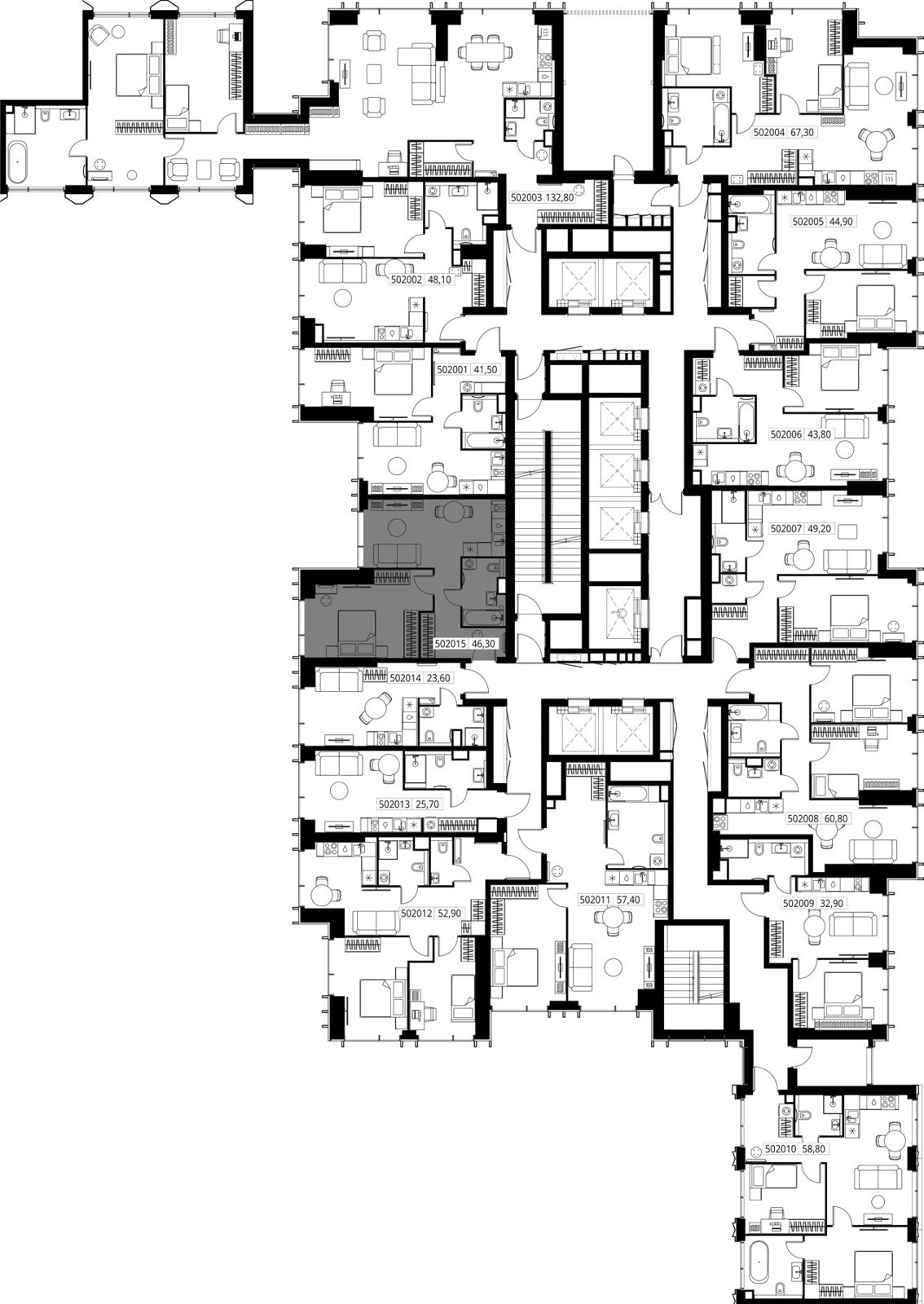1-комнатная квартира, 46,3 м² — фото 2