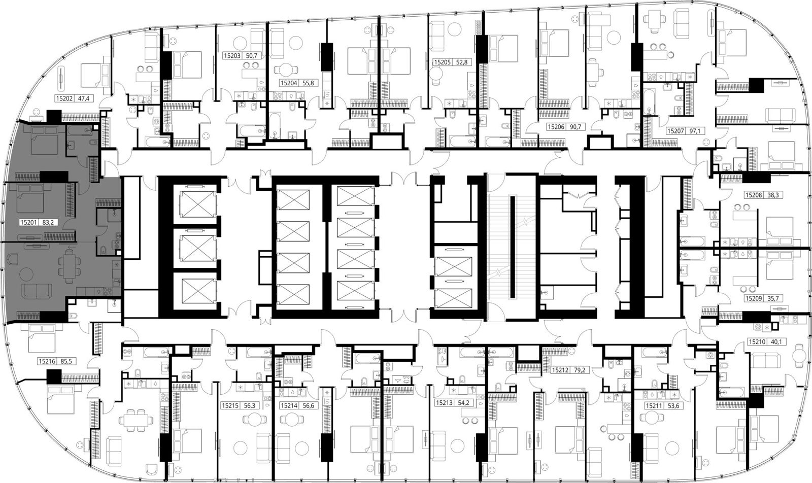 2-комнатная квартира, 83,2 м² — фото 2
