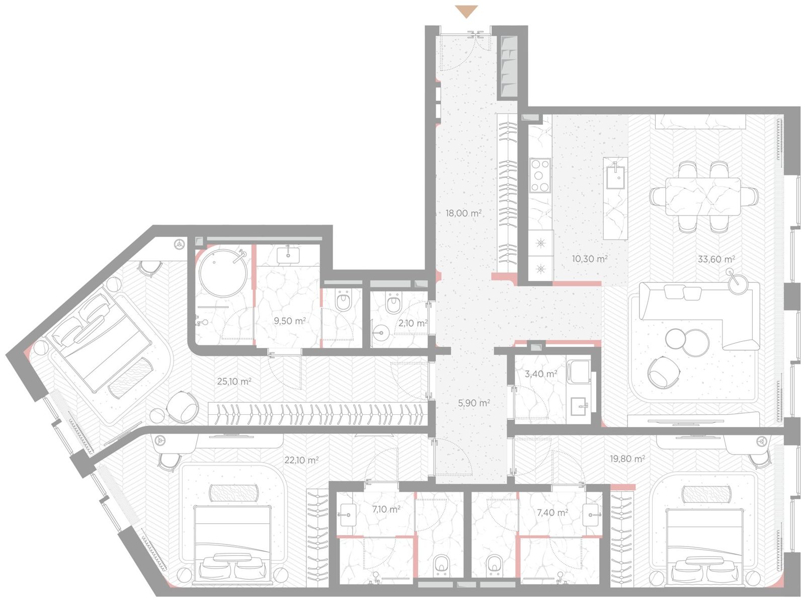 1-комнатная квартира, 164,3 м²