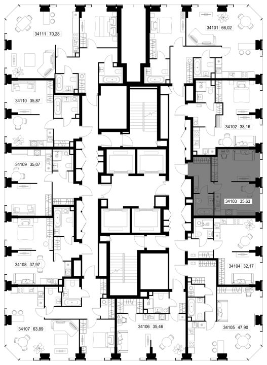 1-комнатная квартира, 35,6 м² — фото 3