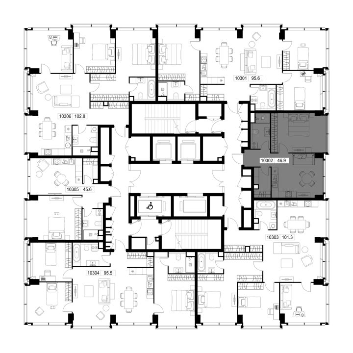 1-комнатная квартира, 46,9 м² — фото 2