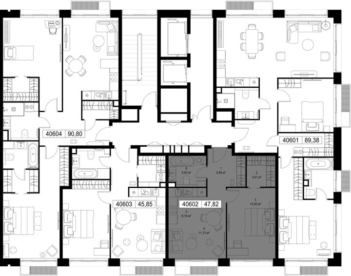1-комнатная квартира, 47,8 м² — фото 2