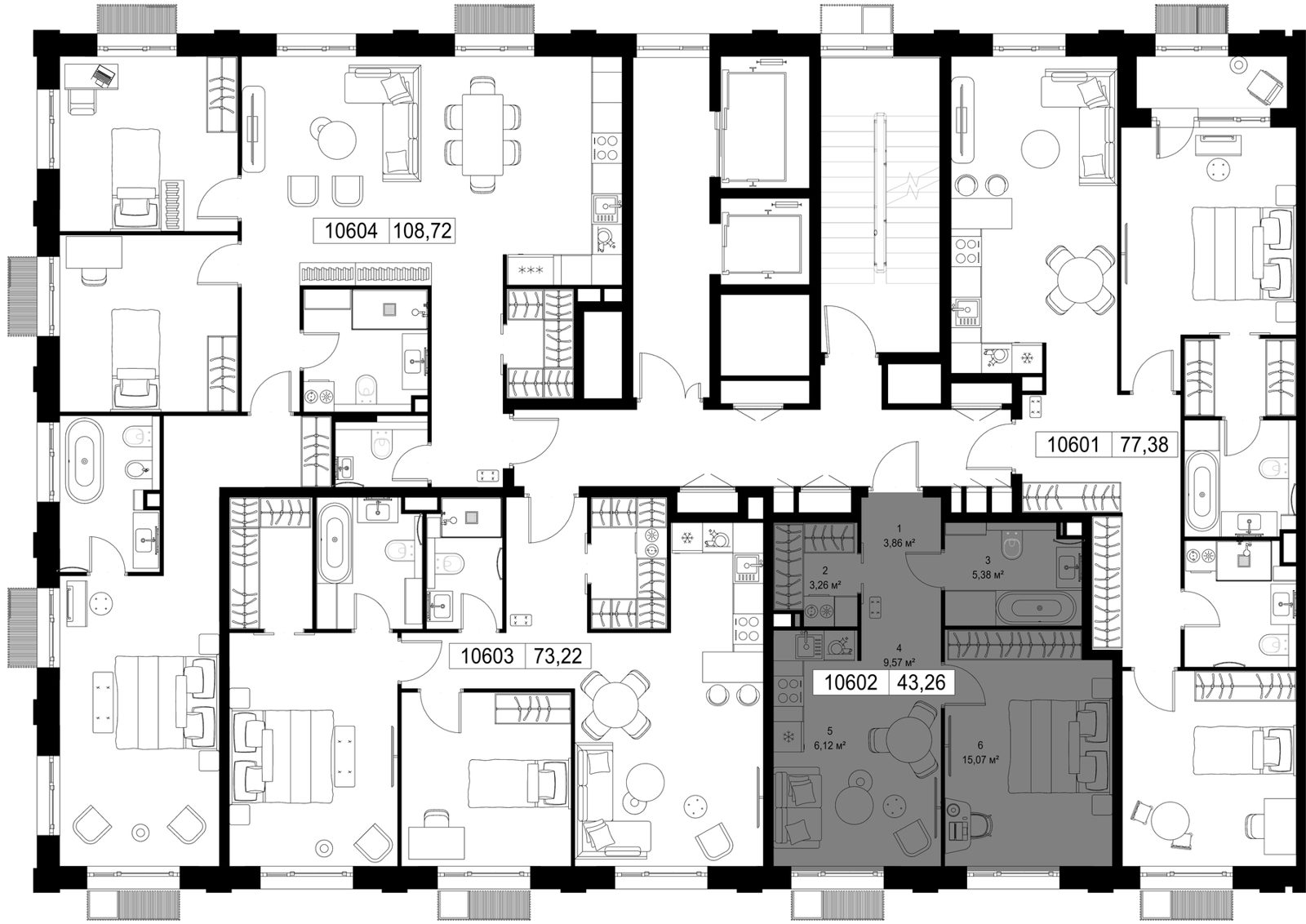 1-комнатная квартира, 43,3 м² — фото 2