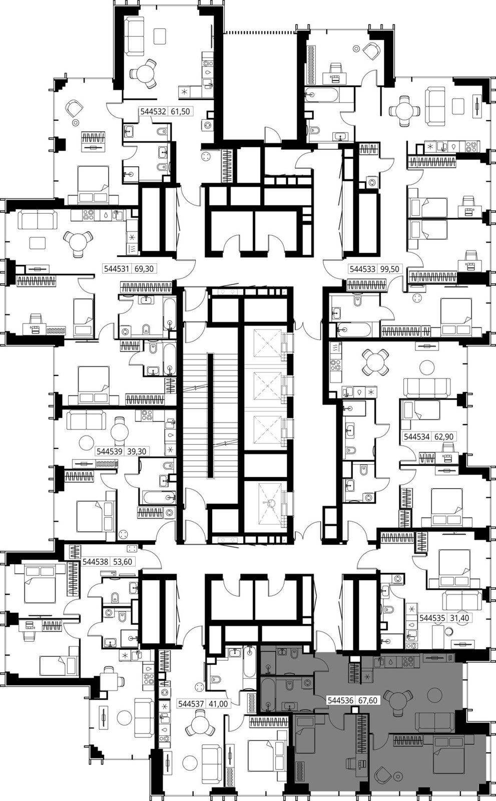 2-комнатная квартира, 67,6 м² — фото 2