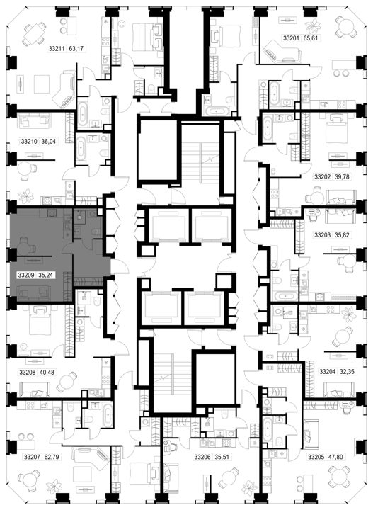 1-комнатная квартира, 35,2 м² — фото 3