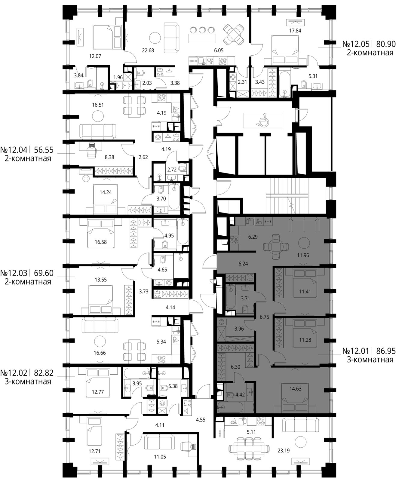 3-комнатная квартира, 87 м² — фото 2