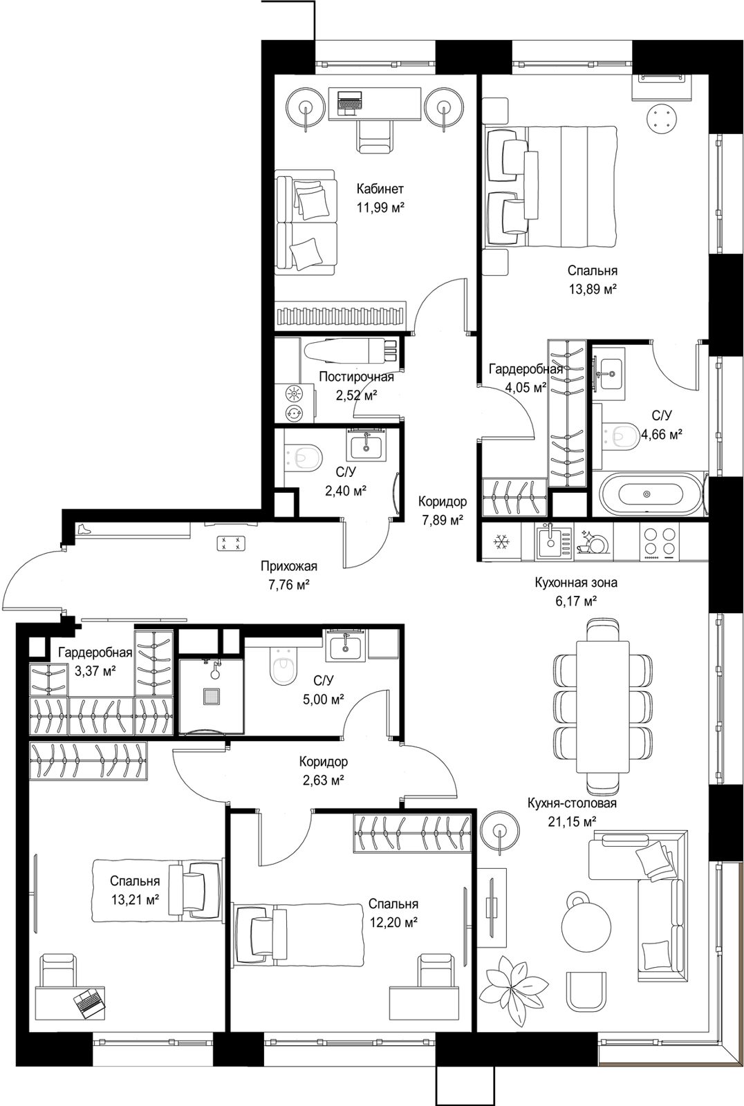 4-комнатная квартира, 118,9 м²