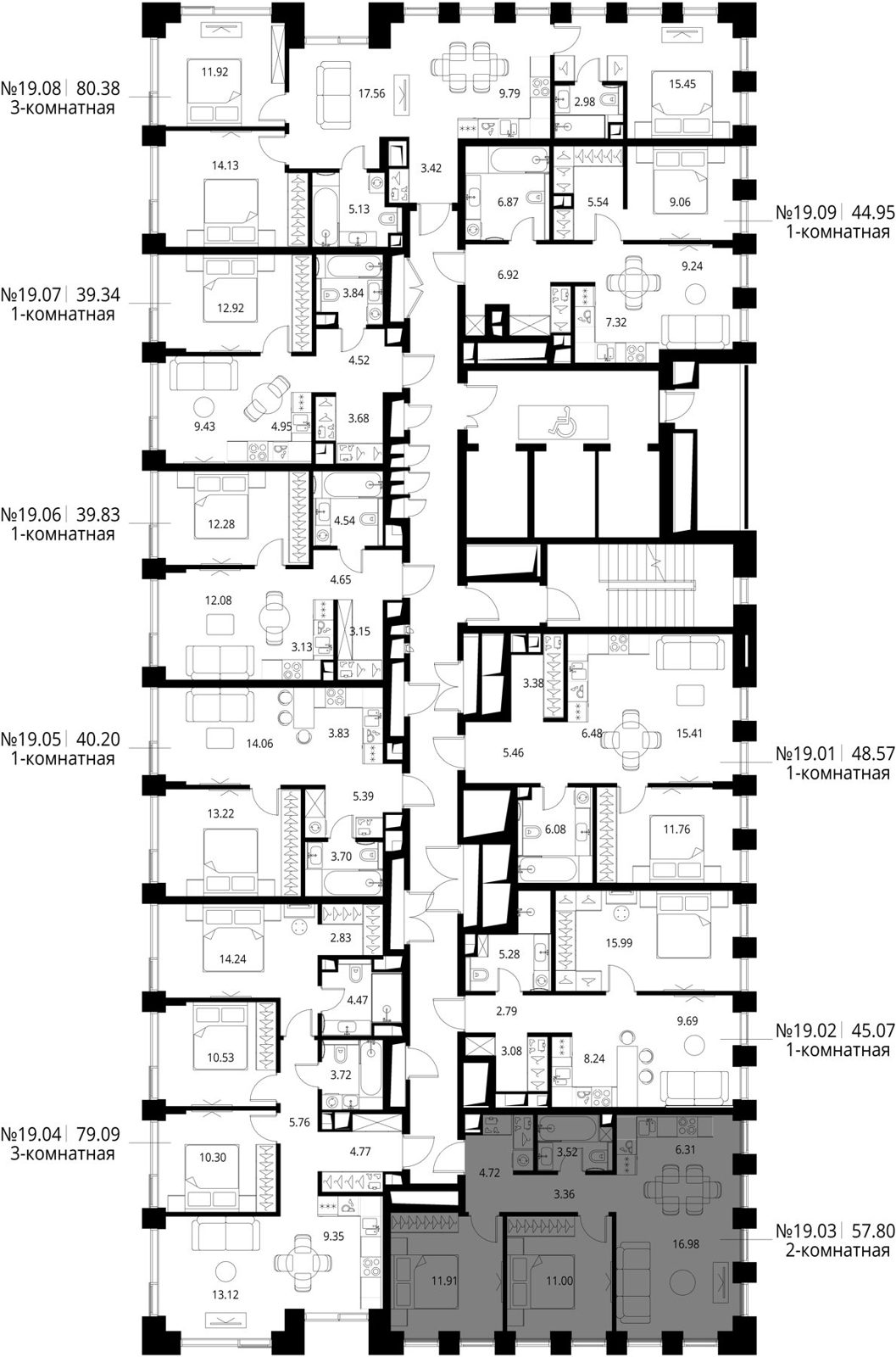 2-комнатная квартира, 57,8 м² — фото 2