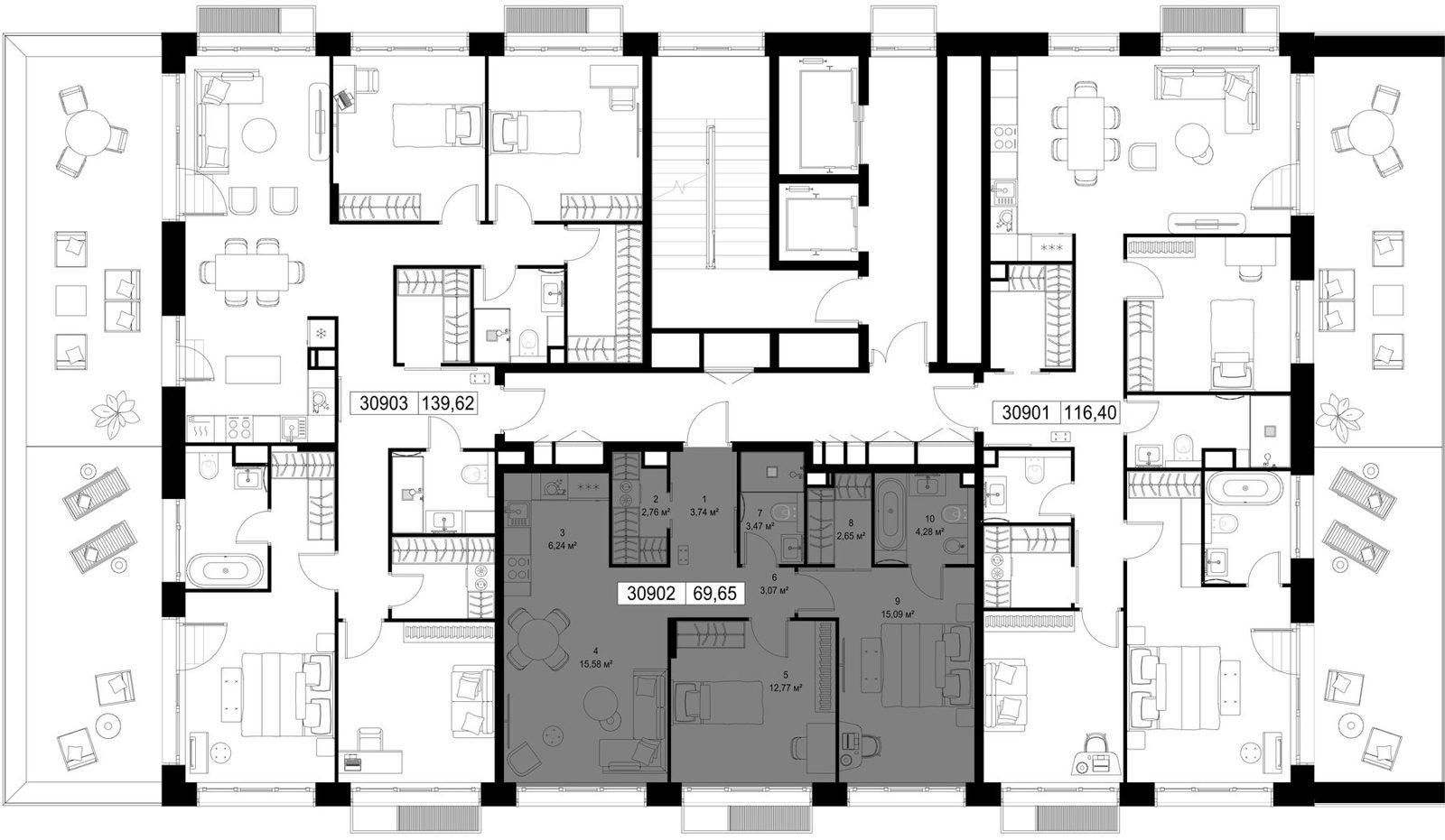 2-комнатная квартира, 69,7 м² — фото 2