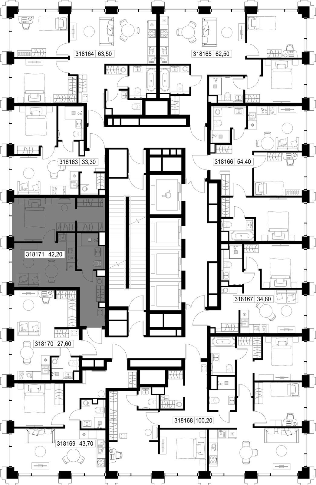 1-комнатная квартира, 42,2 м² — фото 2
