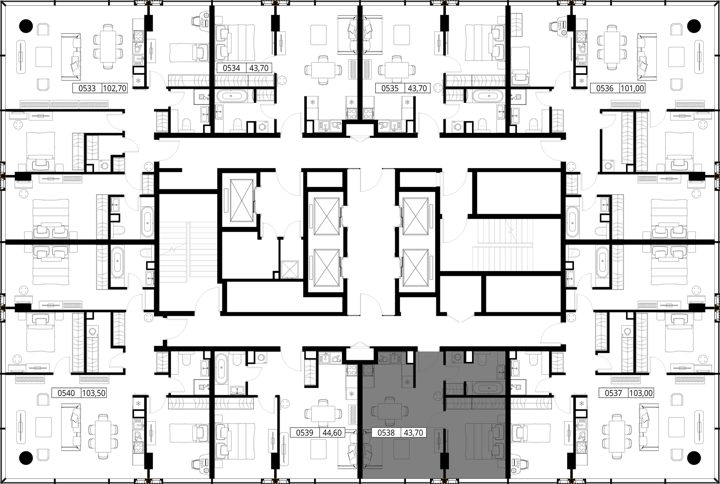 1-комнатная квартира, 43,7 м² — фото 2