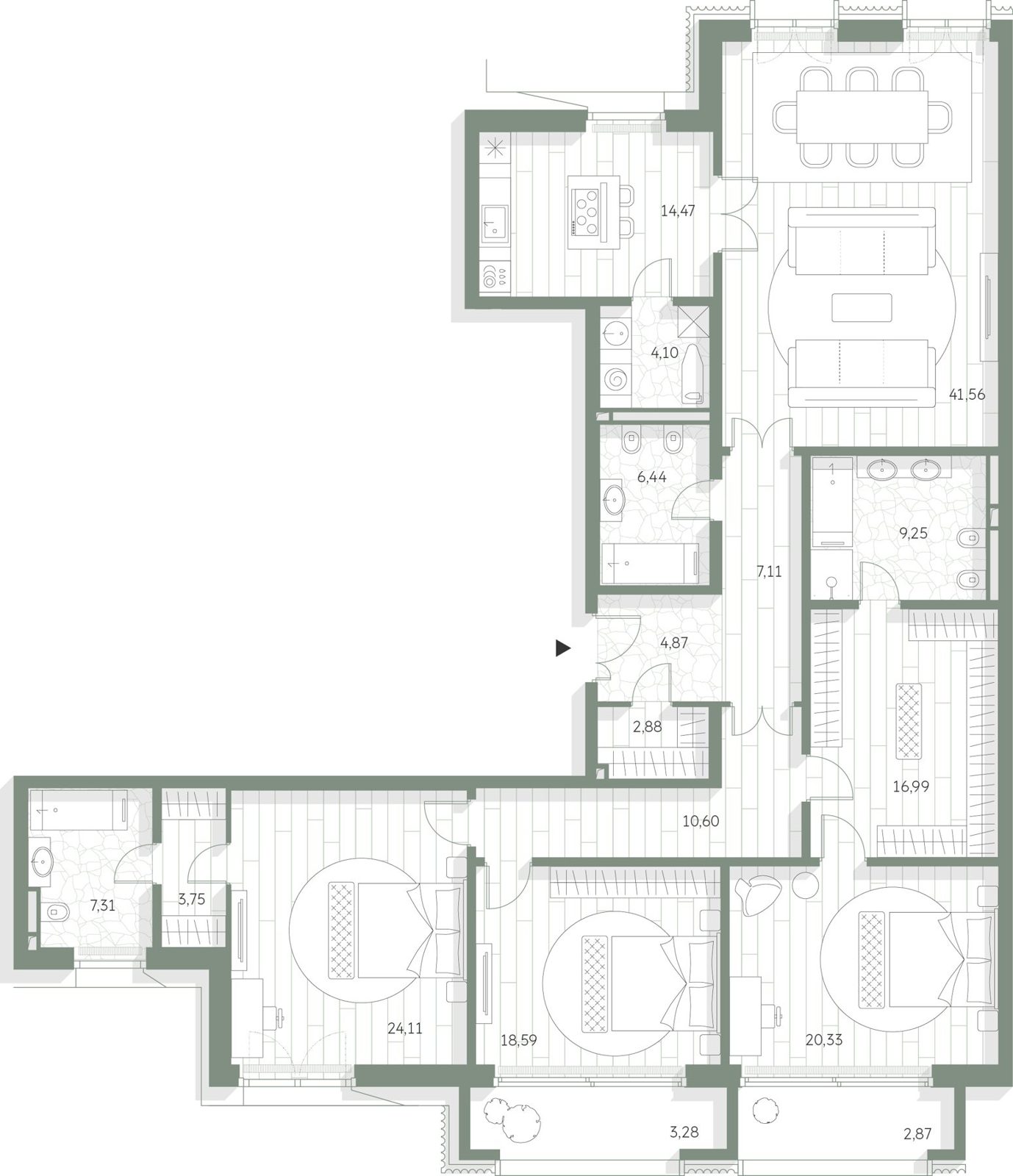 3-комнатная квартира, 198,5 м²