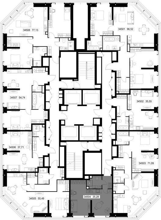 1-комнатная квартира, 35,3 м² — фото 2