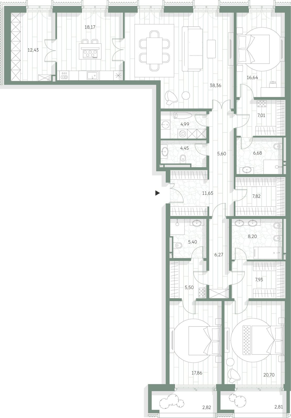 3-комнатная квартира, 211,7 м²