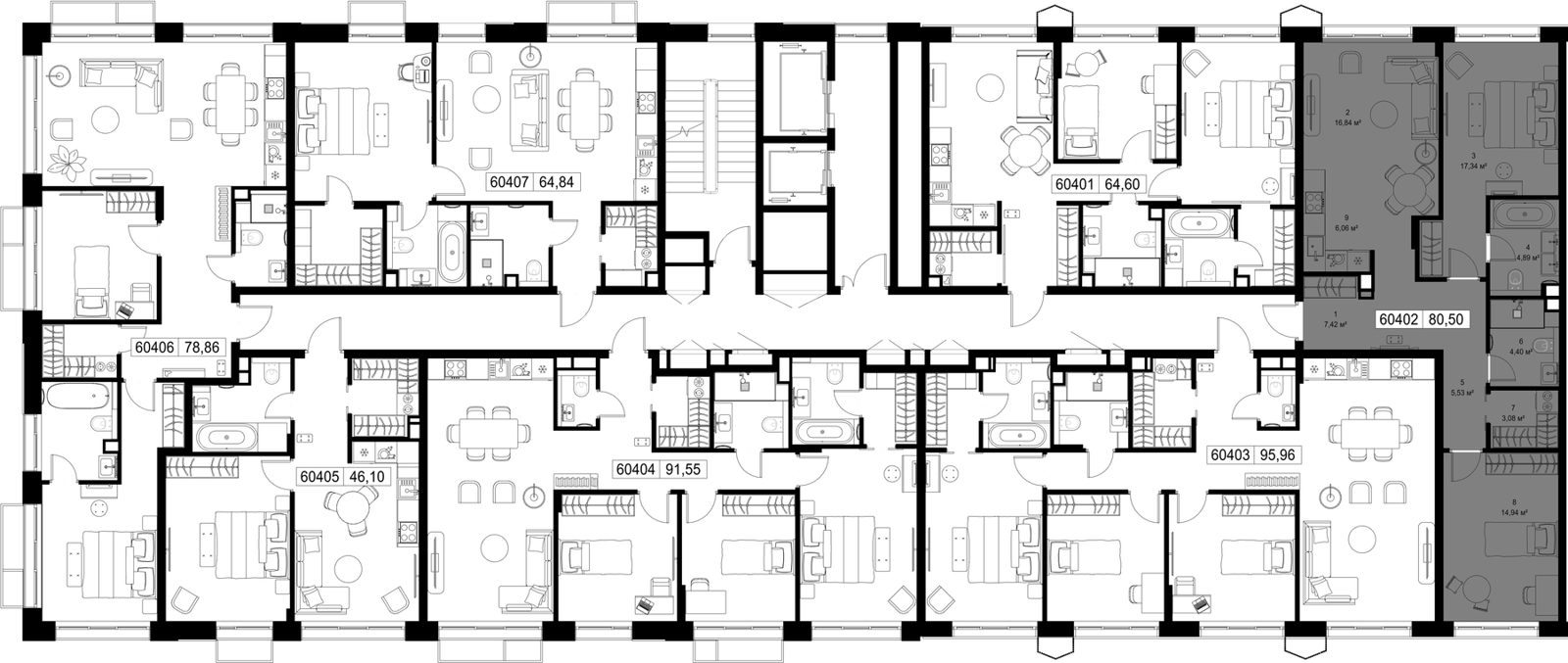 2-комнатная квартира, 80,5 м² — фото 2