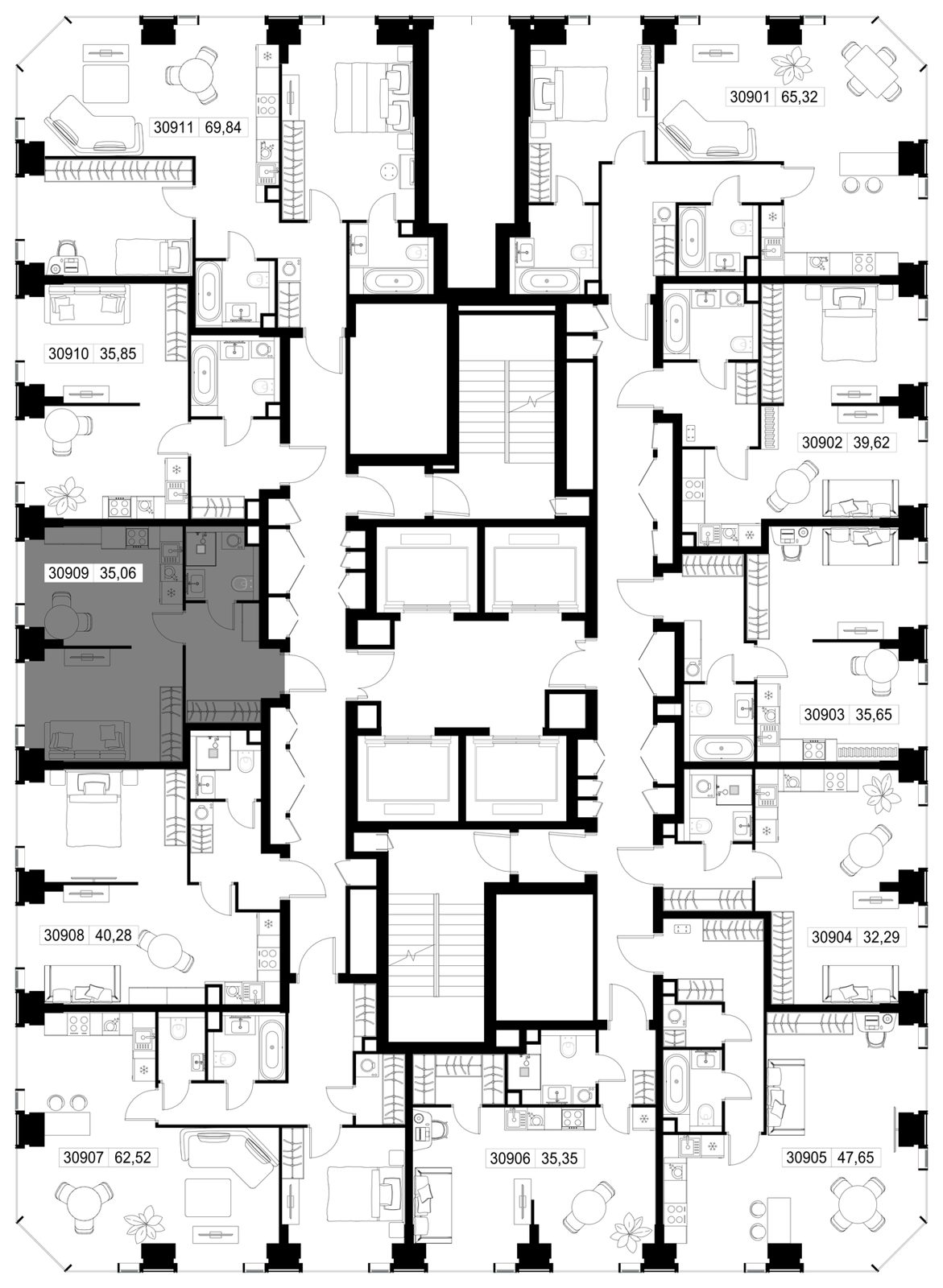 1-комнатная квартира, 35,1 м² — фото 3