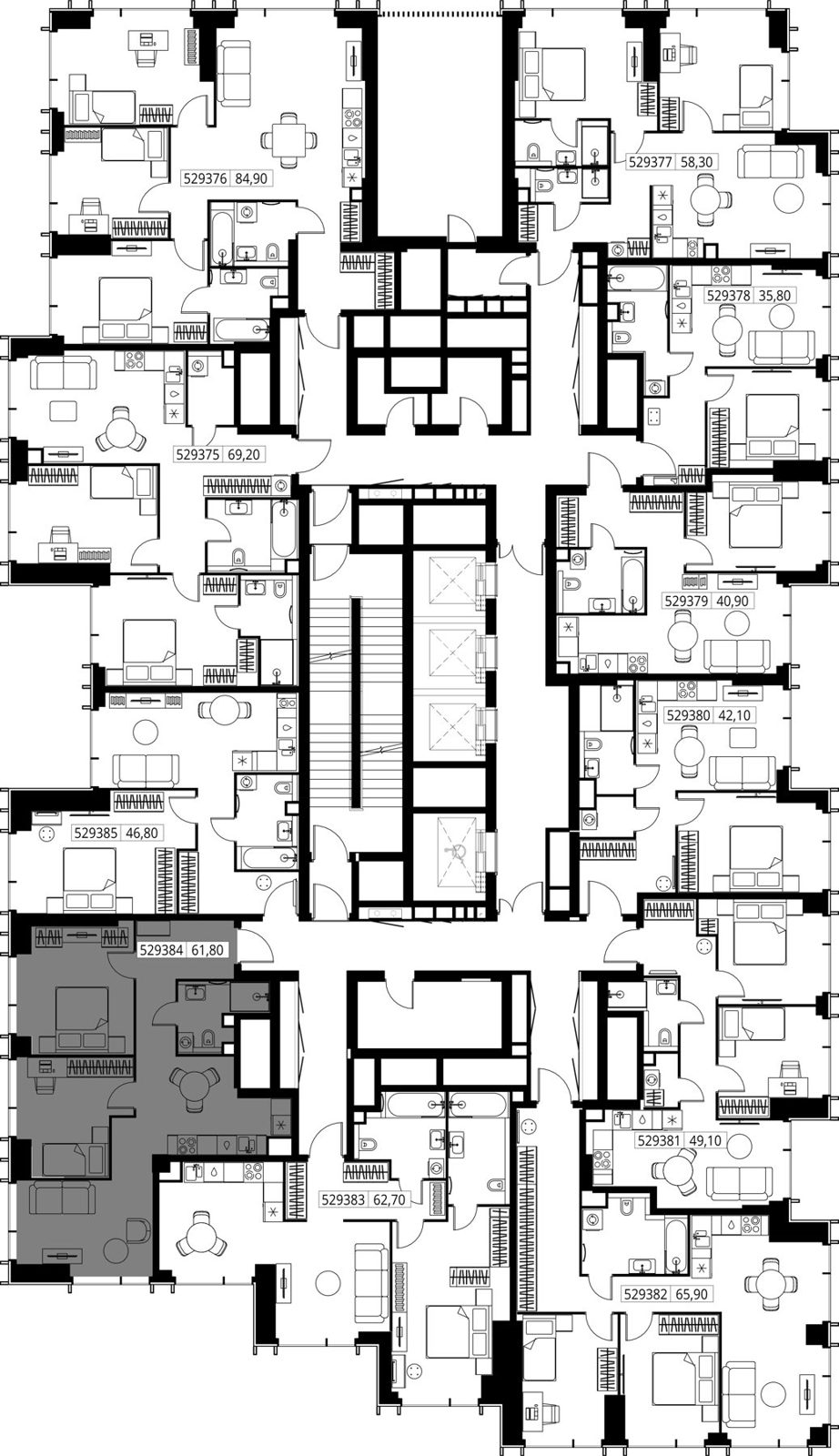 2-комнатная квартира, 61,8 м² — фото 2
