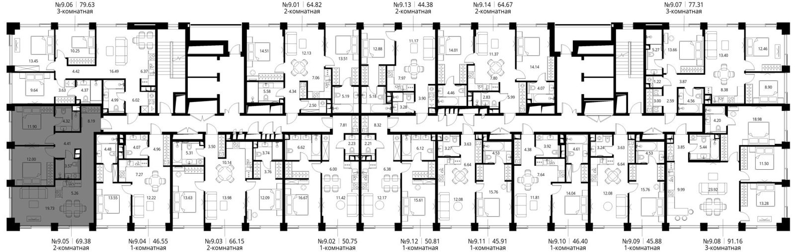 2-комнатная квартира, 69,4 м² — фото 2