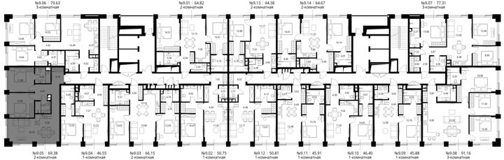 2-комнатная квартира, 69,4 м² — фото 2
