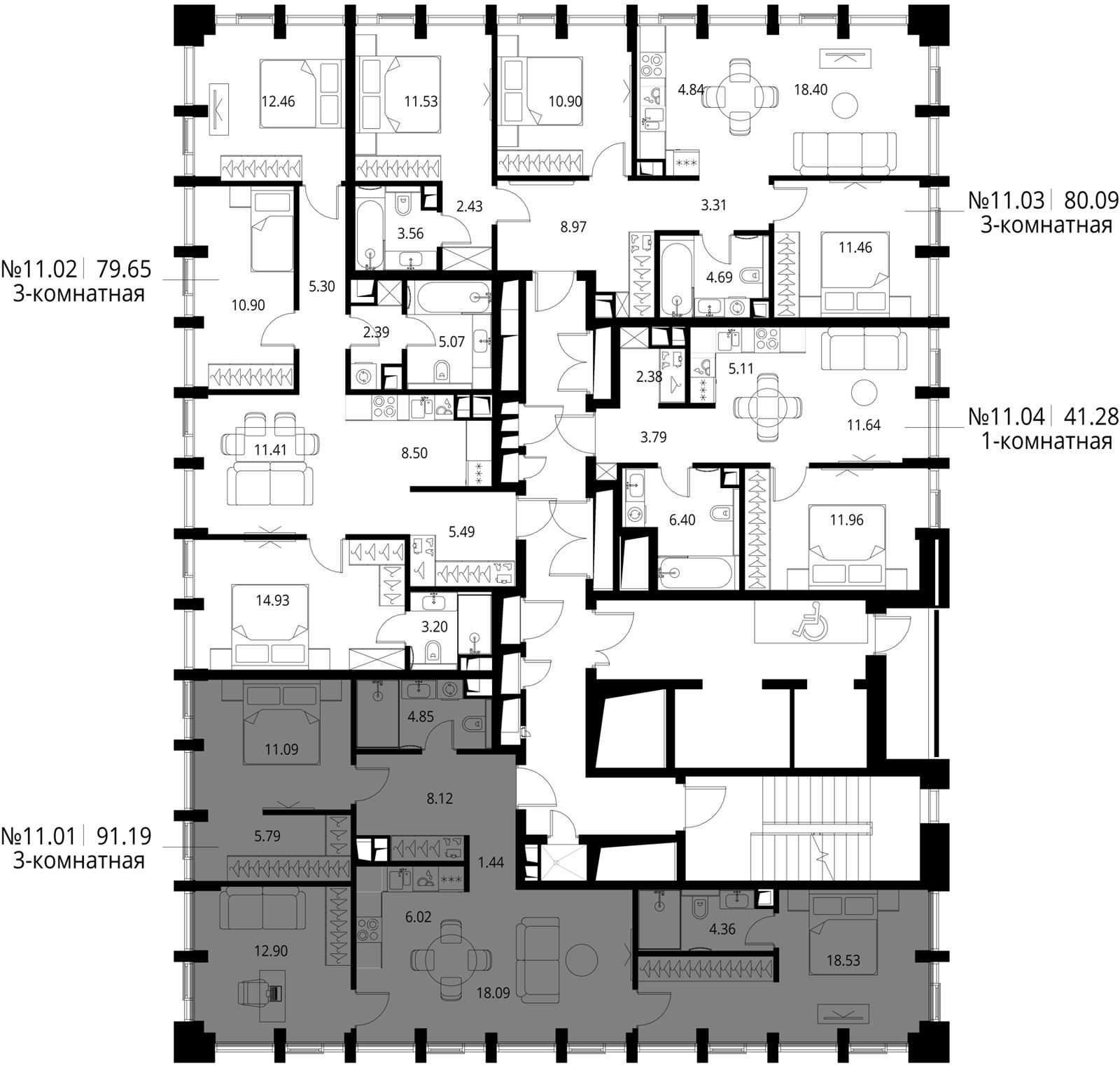 3-комнатная квартира, 91,2 м² — фото 2