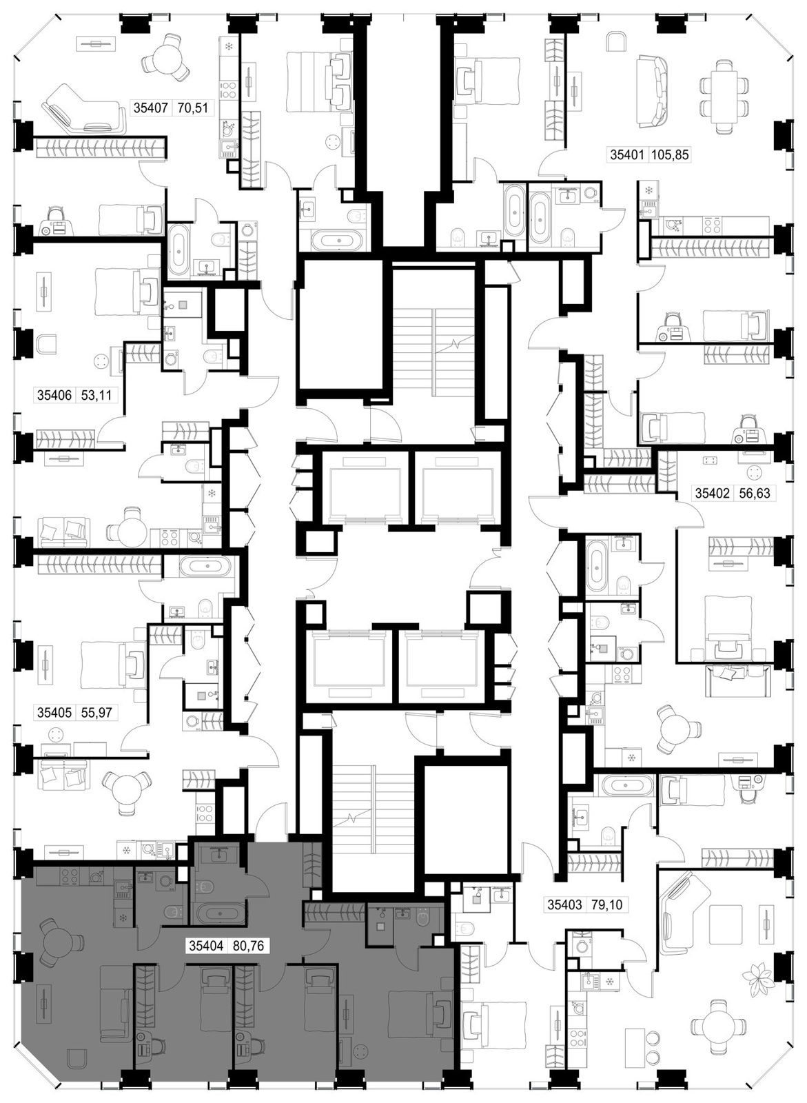 3-комнатная квартира, 80,8 м² — фото 2