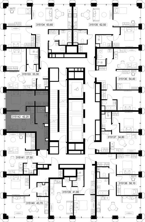 1-комнатная квартира, 42,2 м² — фото 2