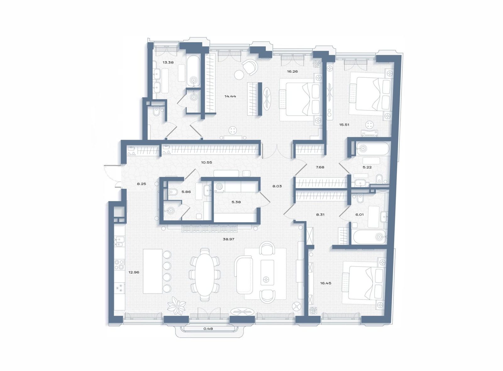 3-комнатная квартира, 193,7 м²
