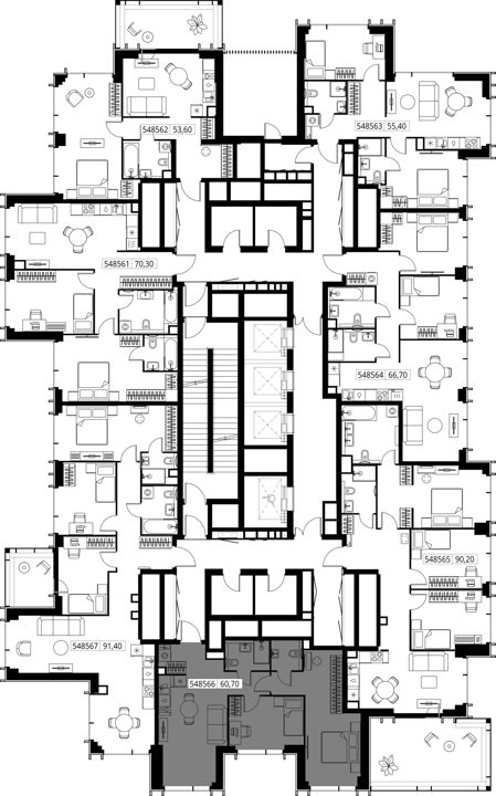 2-комнатная квартира, 60,7 м² — фото 2