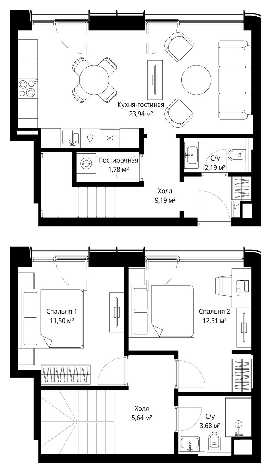 2-комнатная квартира, 70,4 м²