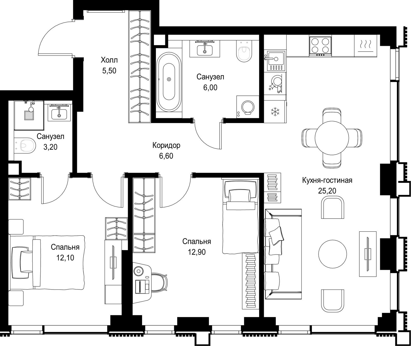 2-комнатная квартира, 71,5 м²