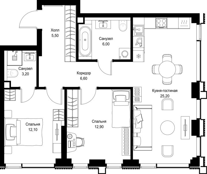 2-комнатная квартира, 71,5 м² — фото 1