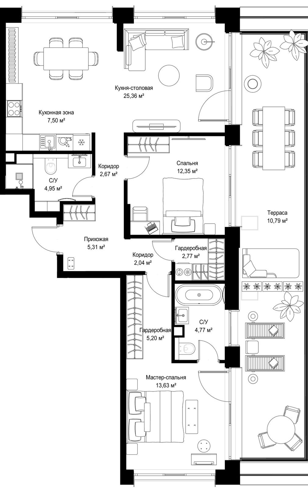 2-комнатная квартира, 97,3 м²
