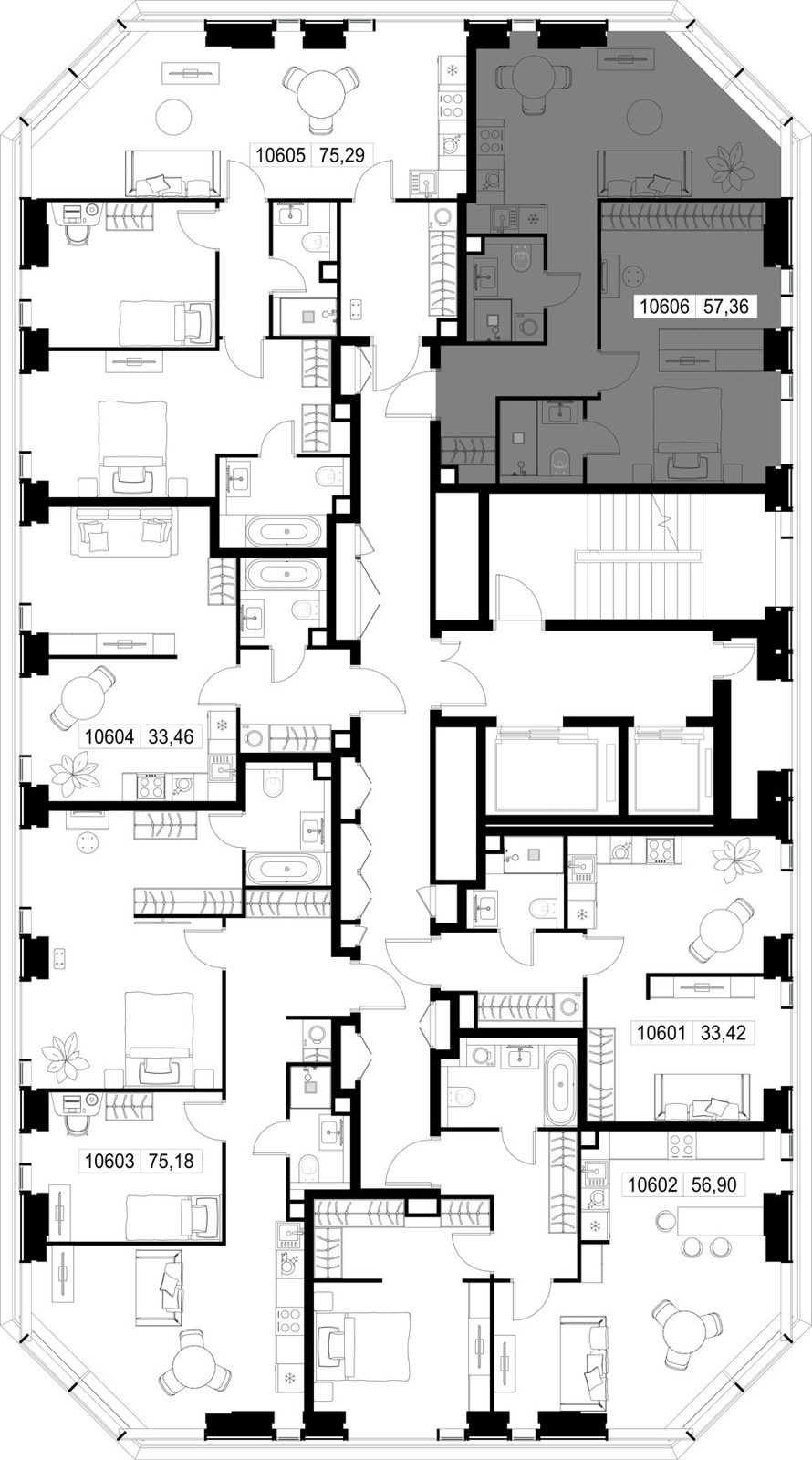 1-комнатная квартира, 57,4 м² — фото 3