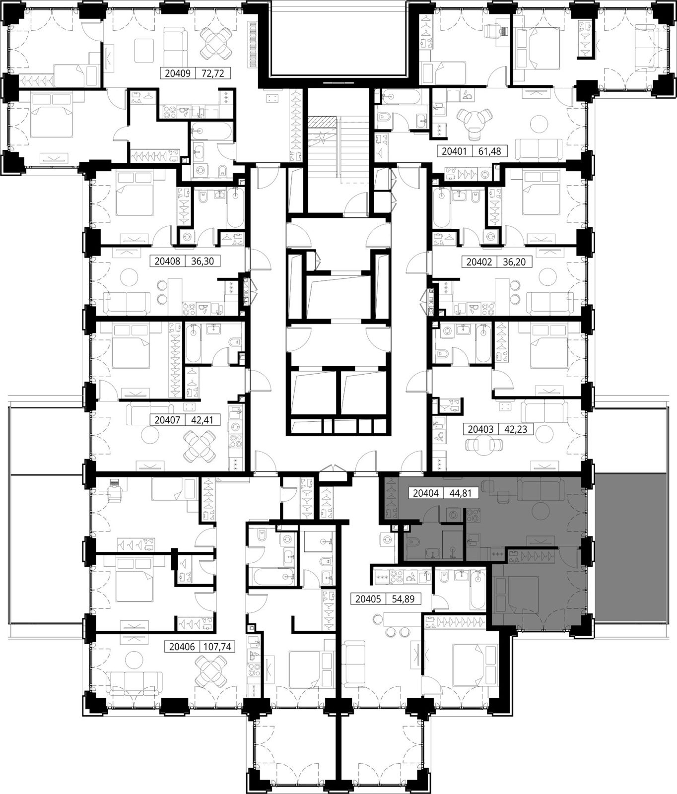1-комнатная квартира, 44,8 м² — фото 2