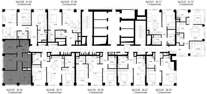 2-комнатная квартира, 56,3 м² — фото 2