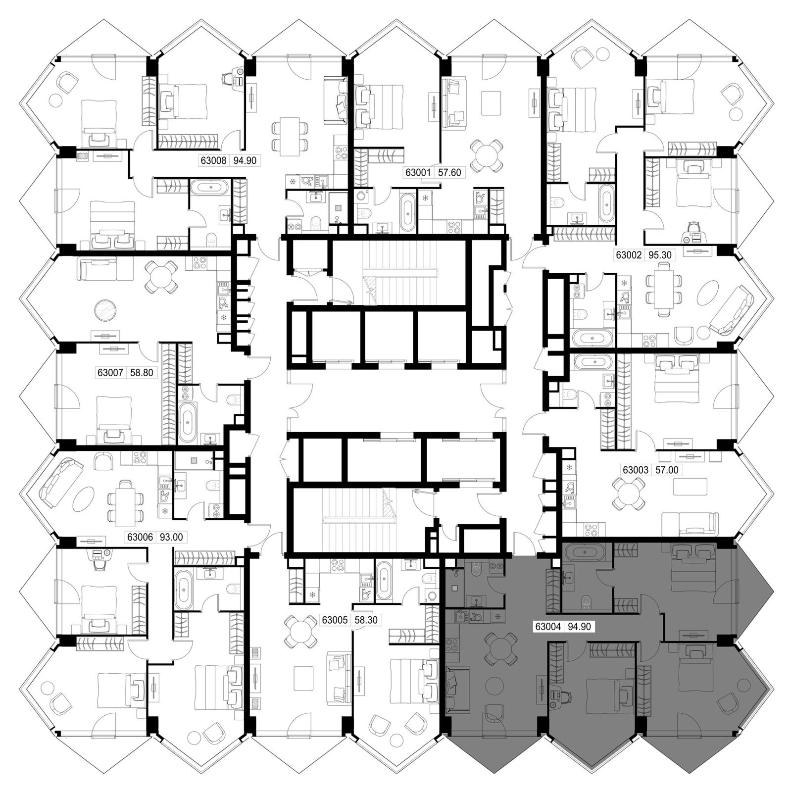 3-комнатная квартира, 94,9 м² — фото 2