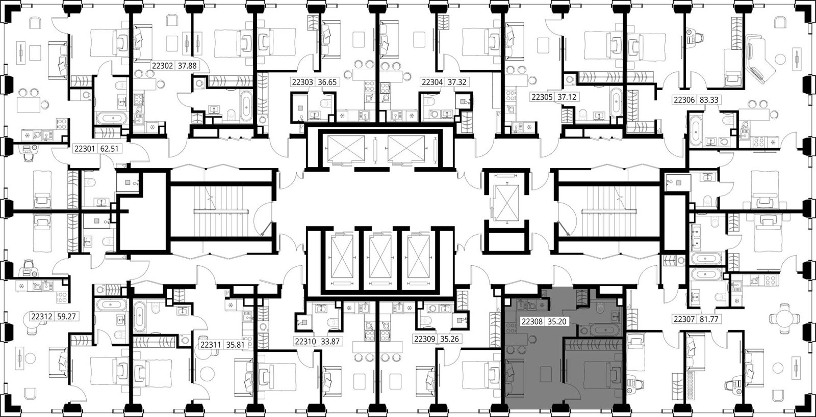 1-комнатная квартира, 35,2 м² — фото 2