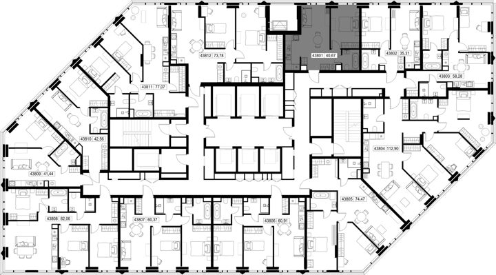 1-комнатная квартира, 40,7 м² — фото 2