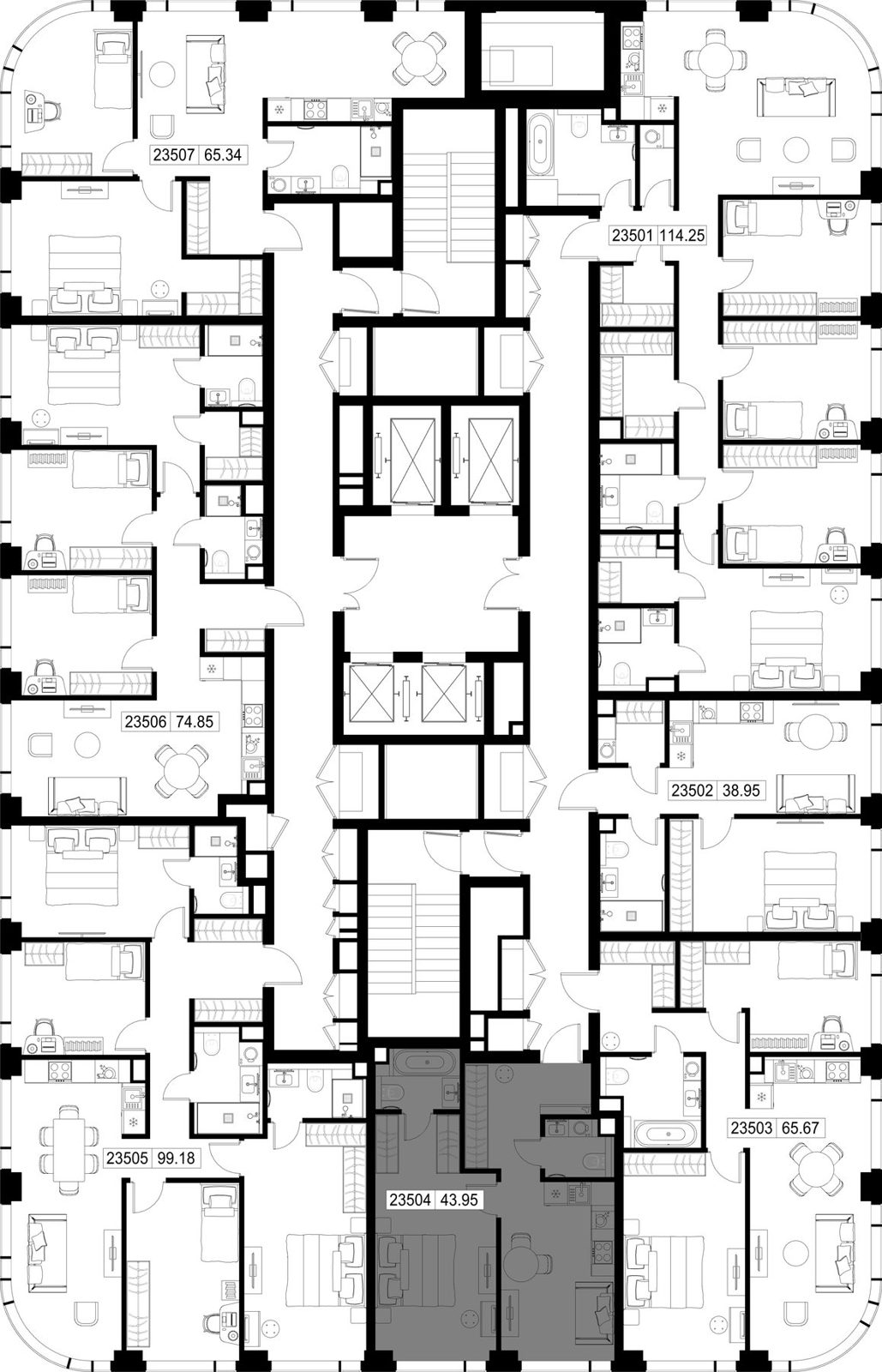 1-комнатная квартира, 44 м² — фото 2