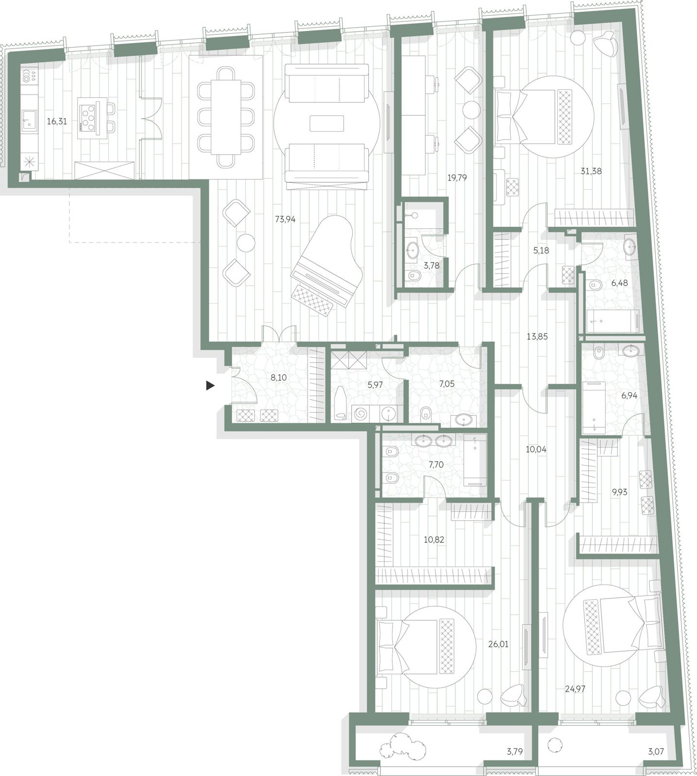 3-комнатная квартира, 271,6 м²