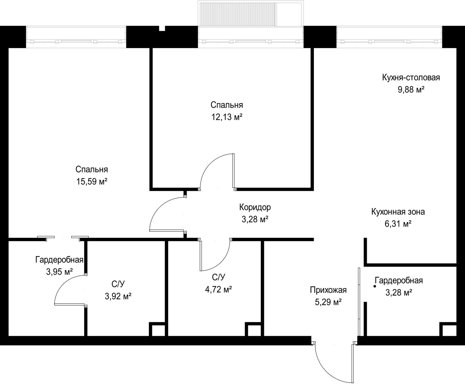 2-комнатная квартира, 68,3 м² — фото 2